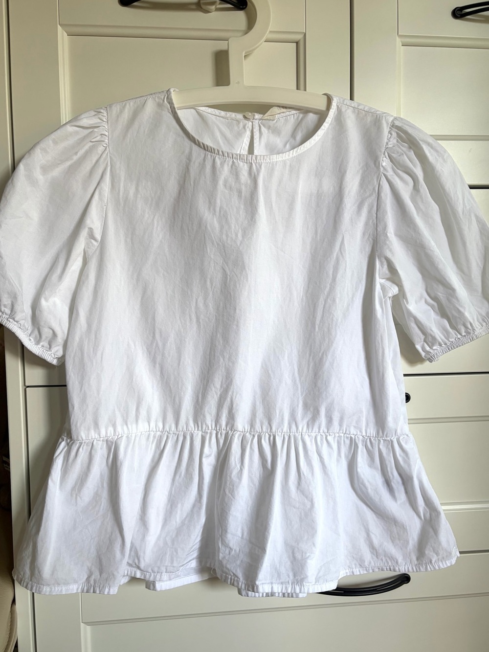 H&M White Puff Sleeve Peplum Top